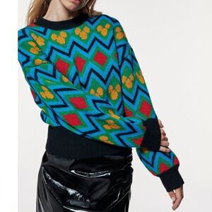 Zara Mickey Mouse Disney Jacquard Knit Sweater, Small (A7)